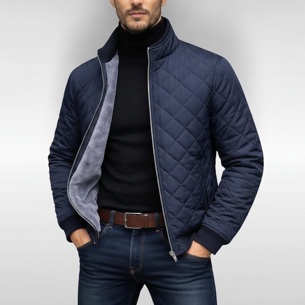 Men's Diamond Quilted Bomber Jacket